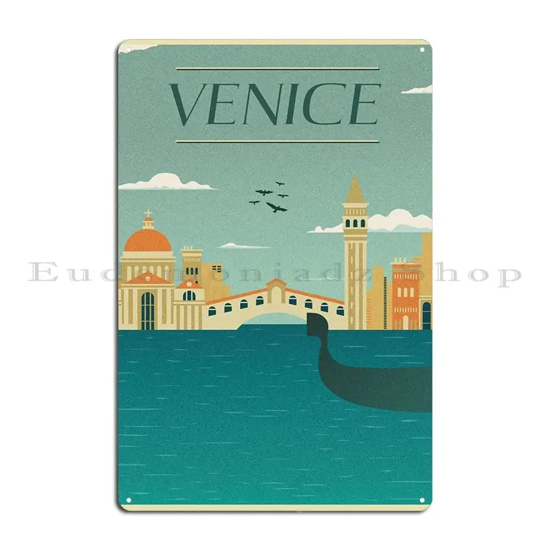 Venezia Venice Landscape Metal Plaque Living Room Pub Decoration Cinema Design Tin Sign Poster