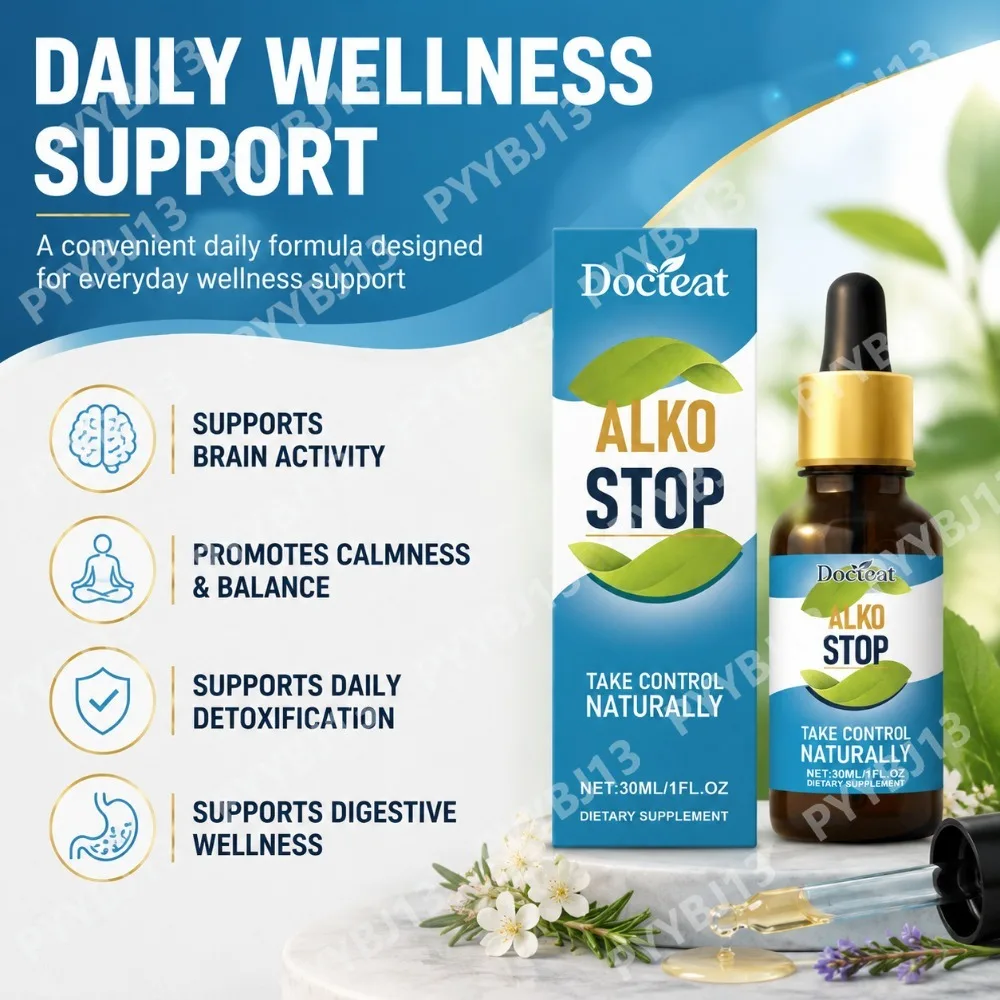 Docteat Multi-Herb Liquid Drops Motherwort Melissa Hawthorn Thyme Cornflower for Emotional Balance Daily Wellness Support 30ml