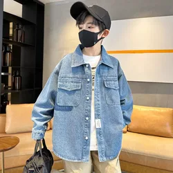 Boys Denim Jacket Children's Thin Coat Spring Fashion Shirt Autumn Children's Casual Outerwear 2025 New Kids Clothes 4-14 Years