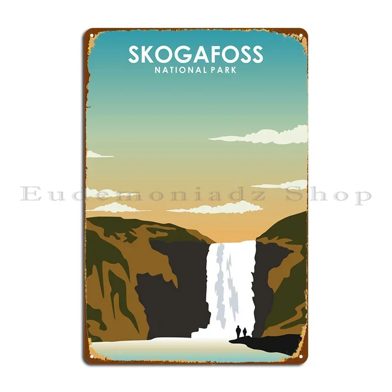 

Металлический знак национального парка Skogafoss, таблички в виде пещеры, персонализированная вечеринка, живопись, табличка с надписью