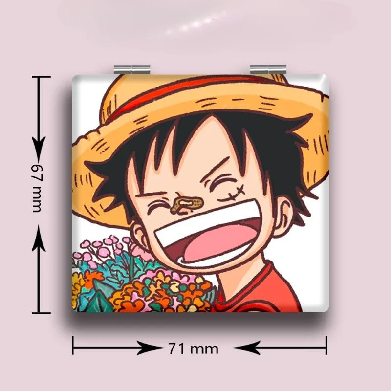 One Piece Makeup Mirror Cartoon Luffy Zoro Nami Usopp Chopper Robin Creative Girls Portable Mini Folding Handheld Makeup Mirror