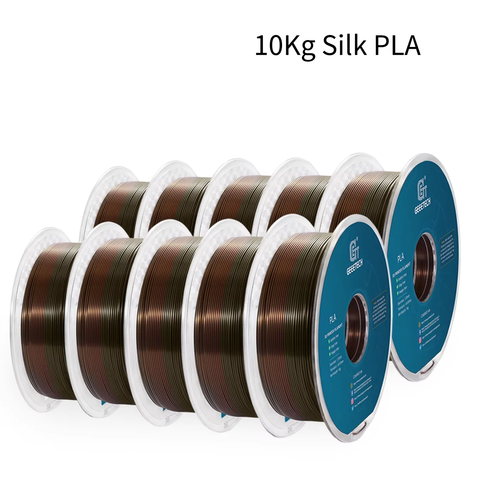 

GEEETECH 10Rolls 3d Silk PLA Filament 1KG/roll 1.75mm Spool Wire For 3D Printer Material,Safety, Vacuum packaging