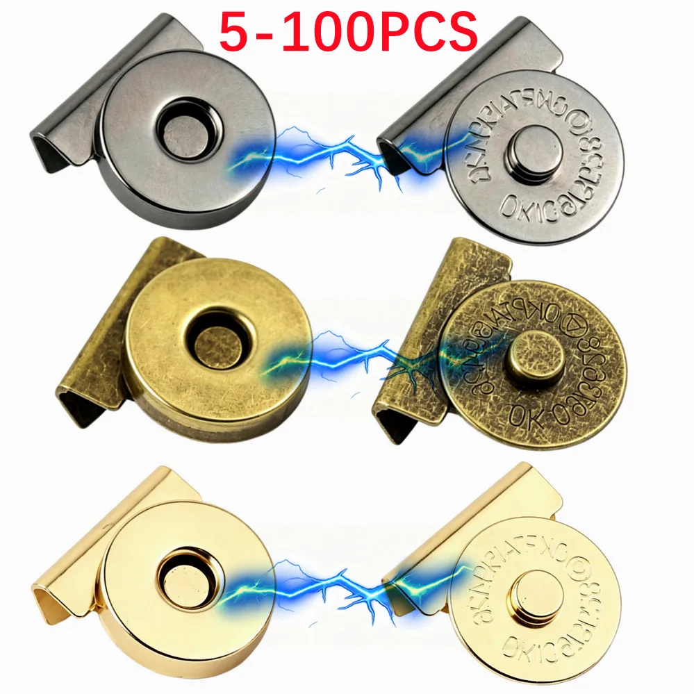 5-100Pcs DIY Bag Metal Magnetic Buckle Set Solid Color Not Sewing Clasp Clothes Lightweight Magnet Button Handbag Buckles Bag