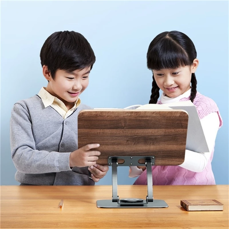 Foldable Wood Laptops Stand, Adjustables Book Holder Stand with Page Clip for Textbooks Cookbooks Magazine Tablets