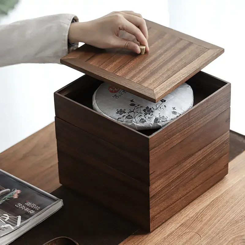 Walnut tea cake box storage stacked tea box accessories household tea sharing tray