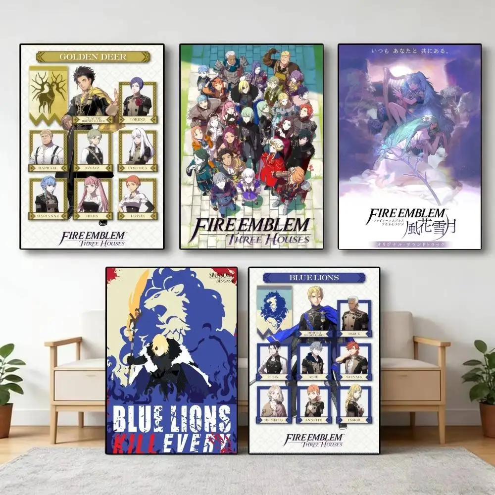 Game Fire E-emblem T-three H-houses   Classic Movie Posters HD Quality Poster Wall Art Painting Study Nordic Home Decor