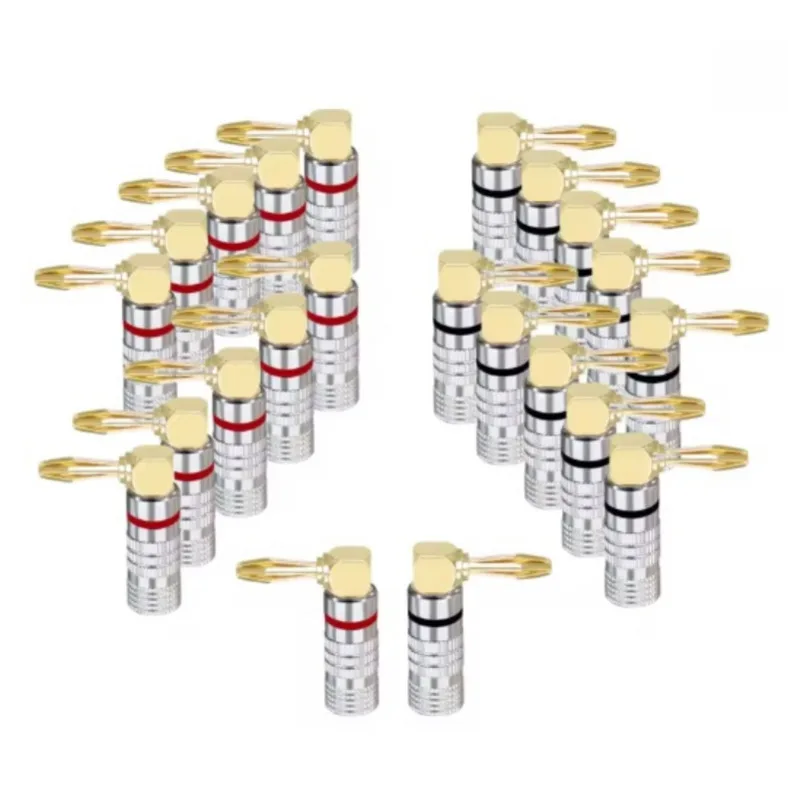 2/6/10/20/50pcs Banana Connector 4mm Speaker Banana Plugs 24K Copper Gold Plated Banana Jack Match with 4mm Binding Post