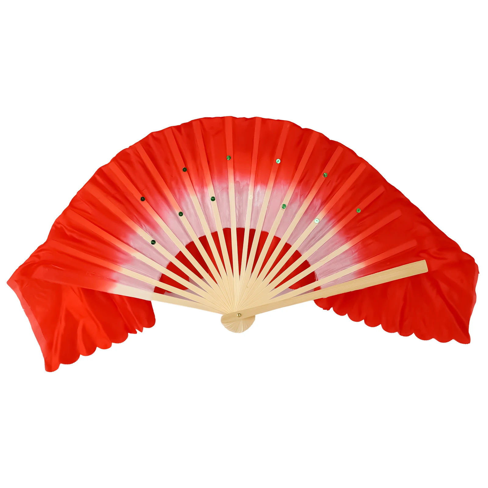 Chinese Style Folding Hand Fans Bamboo Material Cheongsam Cloth Matching Props for Festival Dance Performance Decorations