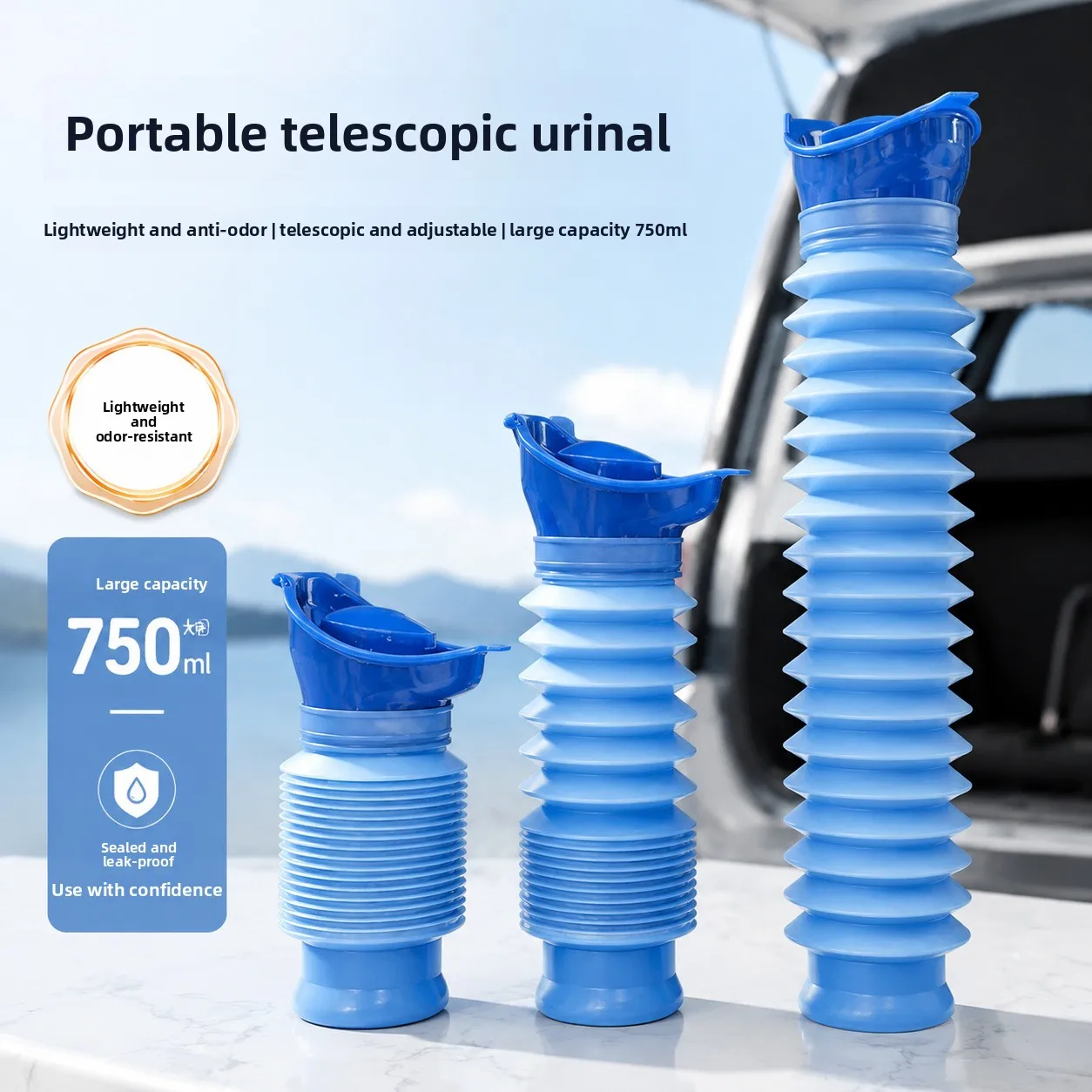 Extendable Car Travel Urinal Portable Female Urinal with Funnel  Ladies Standing Urination Device for Outdoor Camping Road Trip