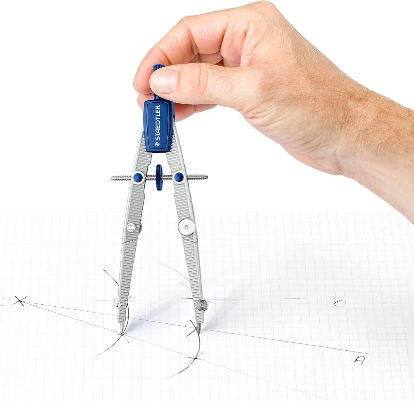 STAEDTLER 550 02 Noris School Metal Compass with Centre Wheel Set, Extension Bar,Universal Adapter and Lead Box Drawing Tool