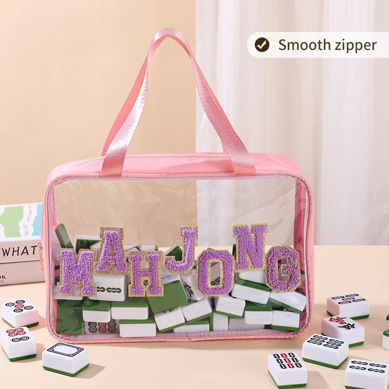 New Transparent Mahjong Storage Bag Multi-Purpose Letter Cosmetic Bag Travel Portable Toiletry Bag