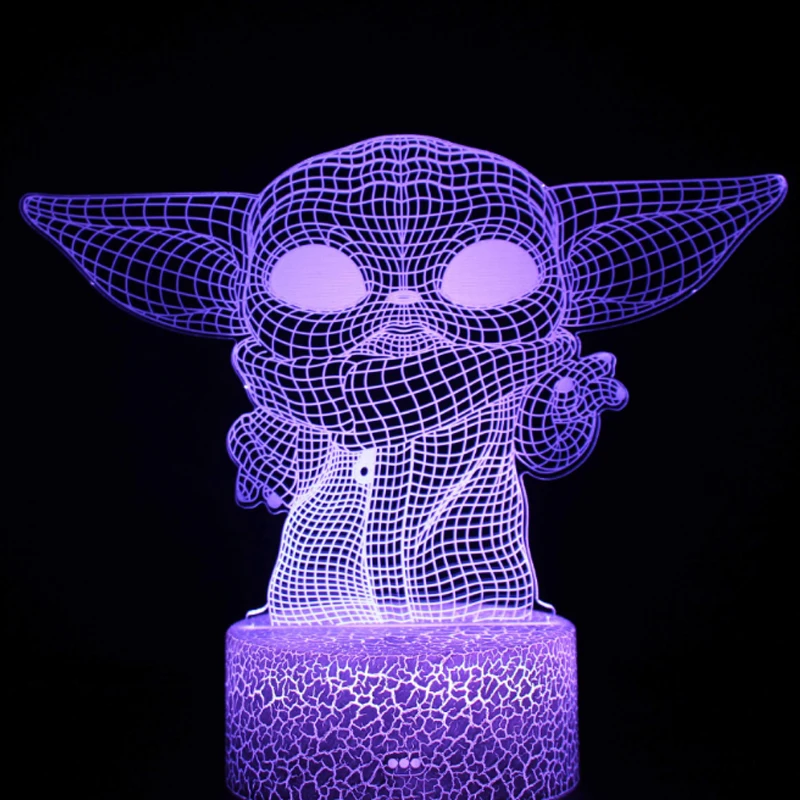 Disney Star Wars Baby Yoda 3d Night Light Usb Plug-in 7color Table Lamp Touch Switch Diy Desktop Decoration Figure Model Gift