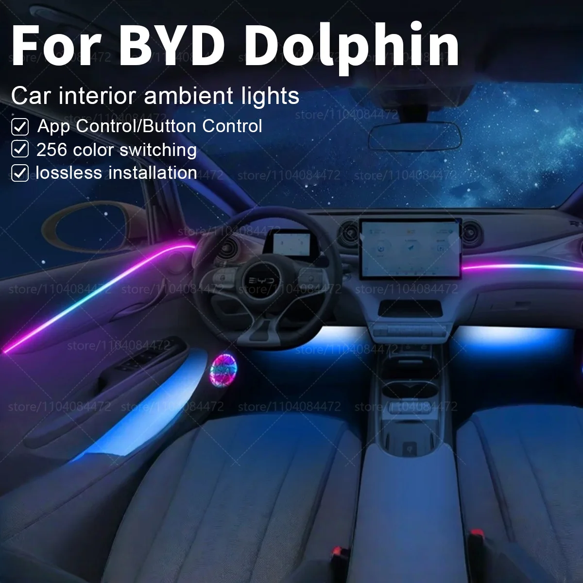 

22в1 RGB интерьер автомобиля акриловые автомобильные окружающие освещение RGB скрытая акриловая полоса украшения атмосферные аксессуары для BYD Dolphin