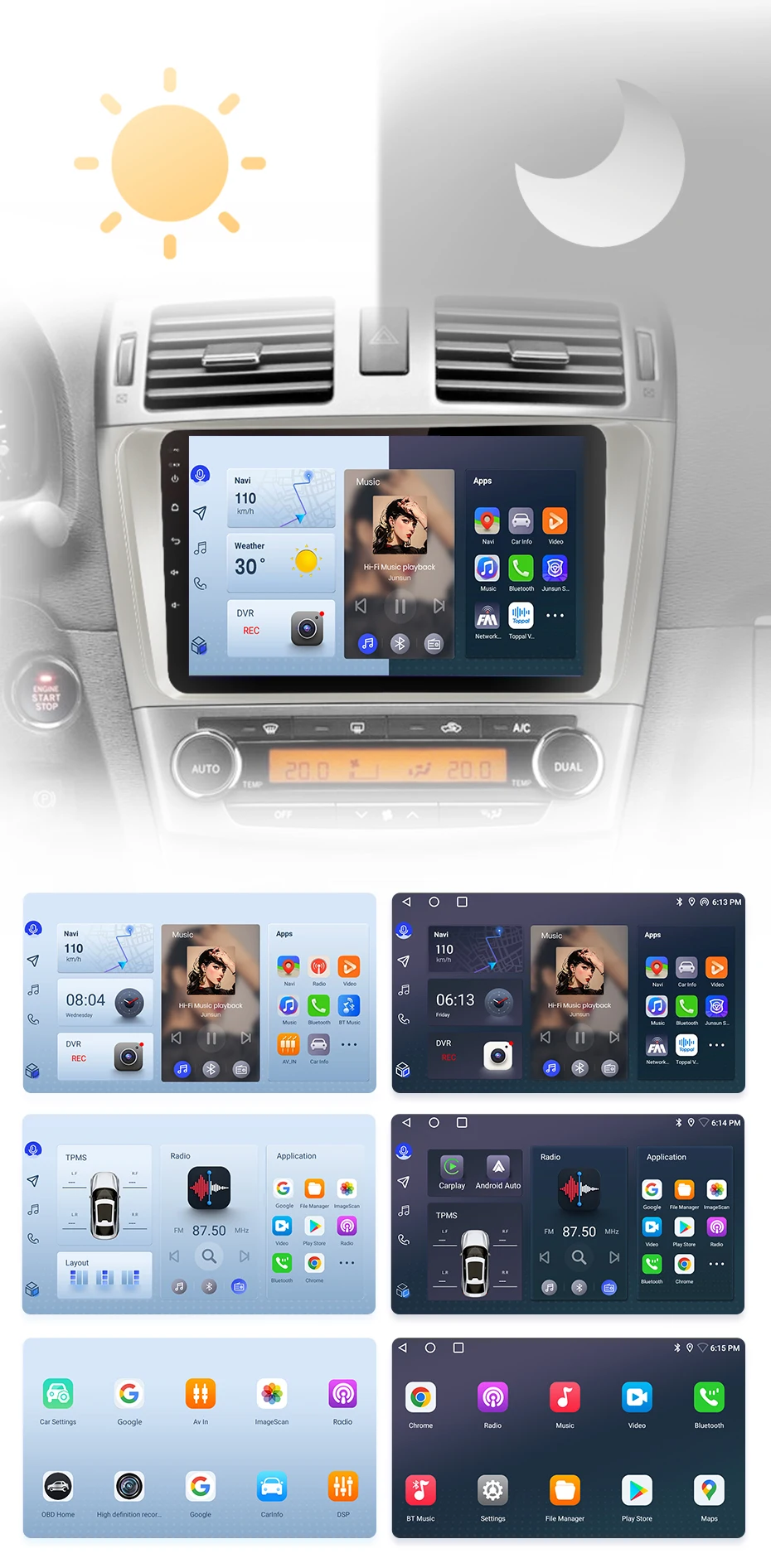 Junsun drahtloses Carplay Android Auto Autoradio für Toyota Avensis T27 2013-2016 intelligente Systeme Stereo Multimedia Autoradio – Detail 8