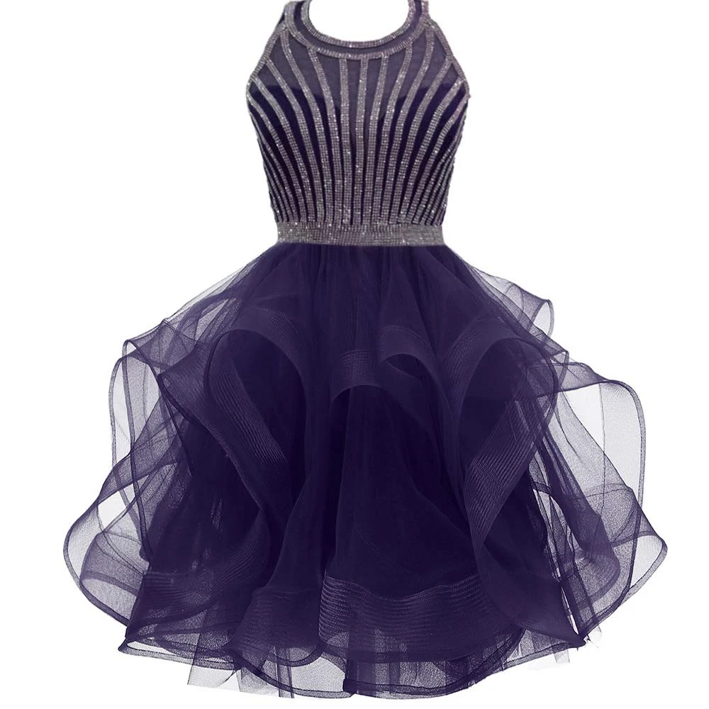 Bealegantom curto organza vestidos de baile a linha em camadas cristal frisado mini baile cocktail graudação vestidos de festa QA2022-20