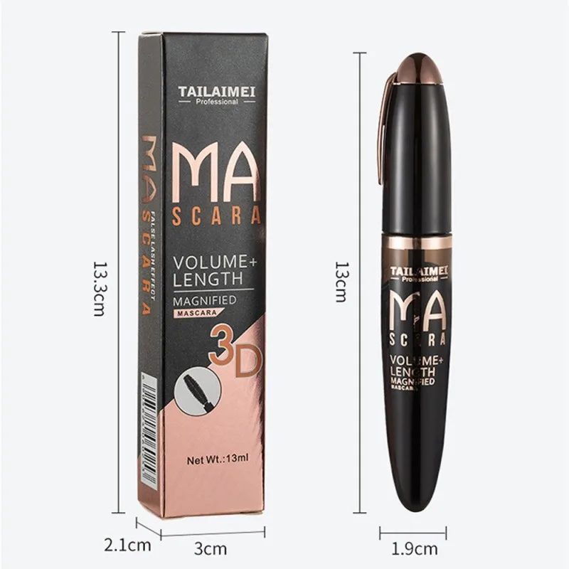 Tlm Black 3d Mascara Waterdichte Anti-Zweet Mascara Verlengt Wimpers Verlenging Zwarte Zijde Vezel Mascara Vrouwelijke Make-Up Cosmetisch