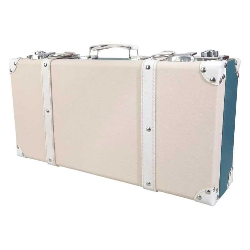 

E8BD Элегантная винтажная коробка Suitcase Box с легкой пропускной способностью ручка с багажным корпусом отлично подходит для и