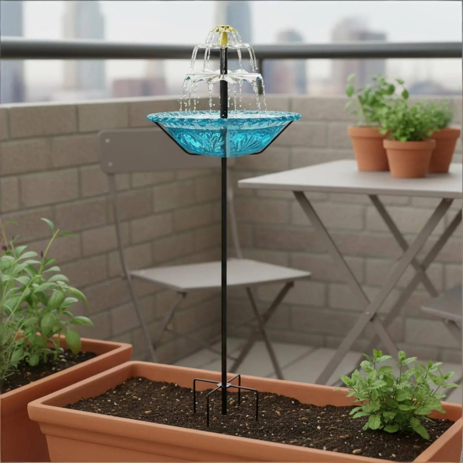 鳥用バス噴水-ポータブルバードバスフィーダー-屋外装飾-防水仕様-庭やパティオ用