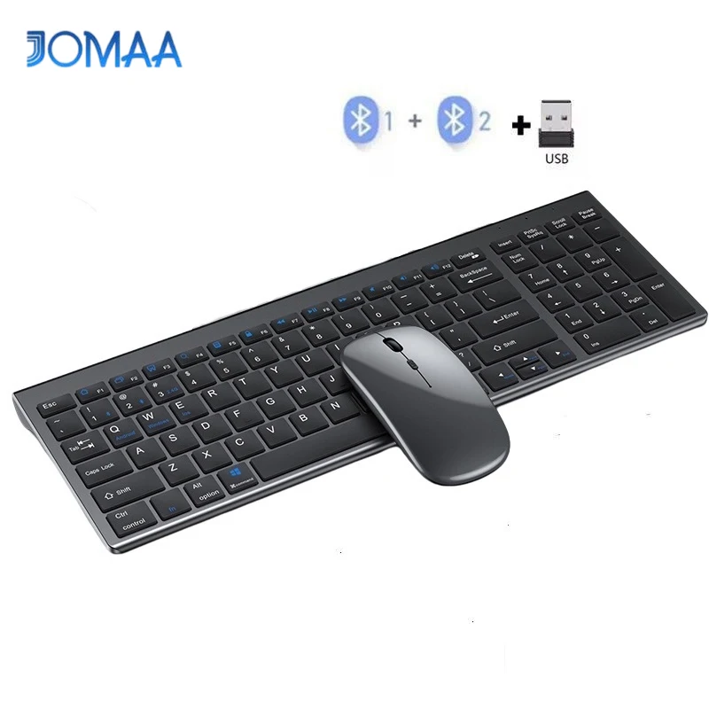Set mouse tastiera Bluetooth multi-dispositivo JOMAA per MacBook Tablet iPad PC Tastiera da gioco wireless 2.4G per computer PC