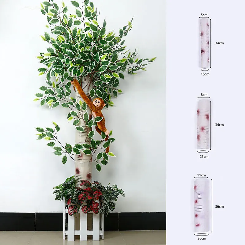 1pc Simulation Bamboo Bark Tube Green Plastic Artificial Bamboo Air Conditioning Heating Gas Pipe Decoration Office Home Decor