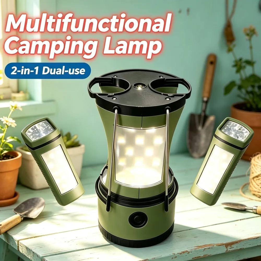 Multifunctional 2‑in‑1 Portable Flashlight Rechargeable Handheld Searchlight Camping Lantern for Outdoor Wild Camping Lighting