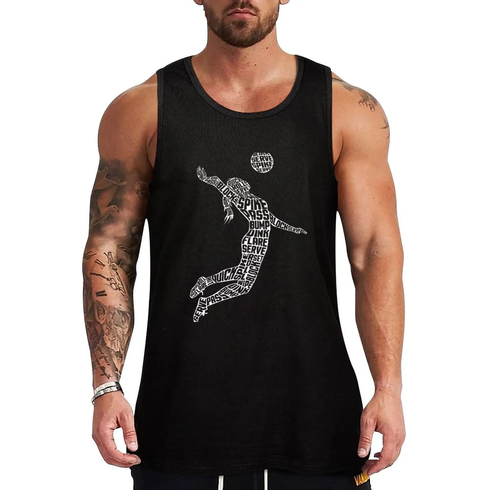 Volleyball Silhouette Typographic Woman Player Tank Top Gym man fashion 2024 man