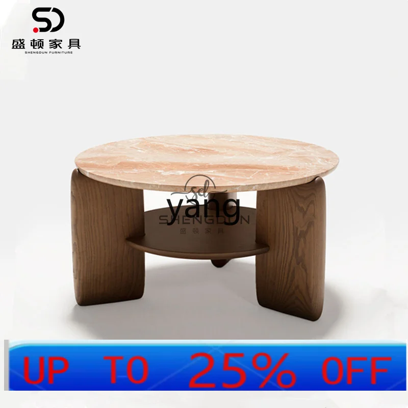 

Lmm natural marble coffee table household small apartment light luxury solid wood coffee table combination
