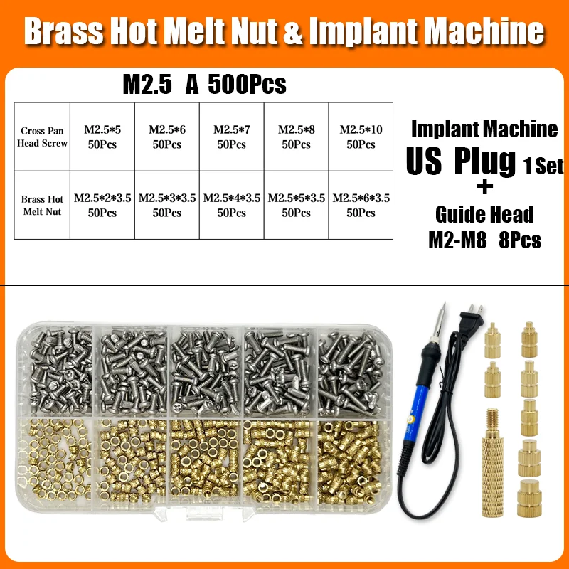 Messing Hot Melt Gewinde einsatz Mutter Eisens pitze 3D-Drucker Zubehör Heiz mutter Edelstahl Schraube Schraube Einst eck mutter Kit m2 m2, 5 m3 m4 – Detail 20