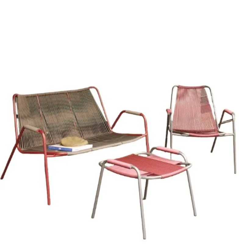 

Outdoor courtyard garden rattan dining table and chairs balcony villa creative outdoor open-air iron art small three-piece