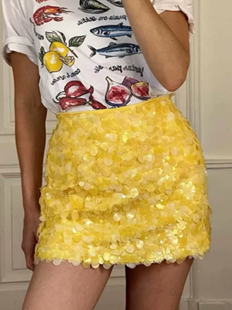 Zevity 2025 mujeres moda diseño de lentejuelas Casual ajustado una línea Mini falda Faldas Mujer cremallera lateral Vestidos QUN9320