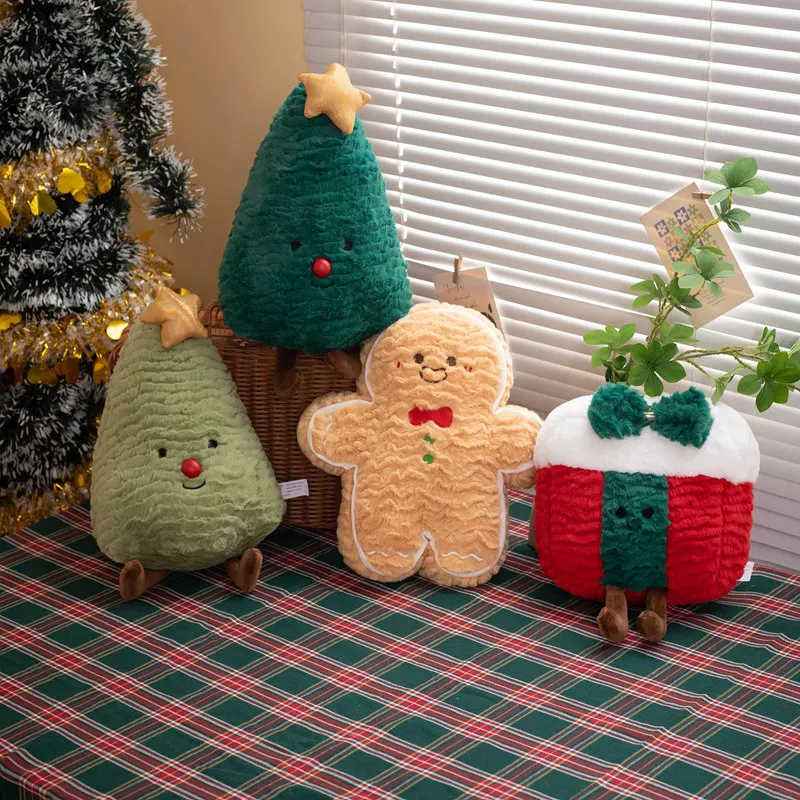 Christmas Gift Box Gingerbread Man Christmas Tree Plush Doll INS Cute Christmas Gift Comfortable Sofa Pillow Cushion Decoration