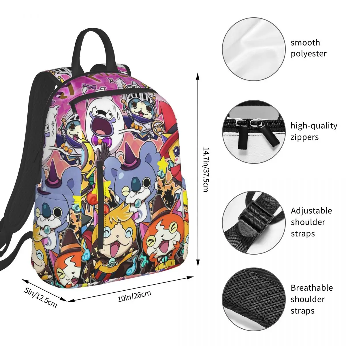Yo-Kai Watch Cartoon Game (31) Backpack Student BookBag Boys Girls School Bag Laptop Shoulder Bags Men Women
