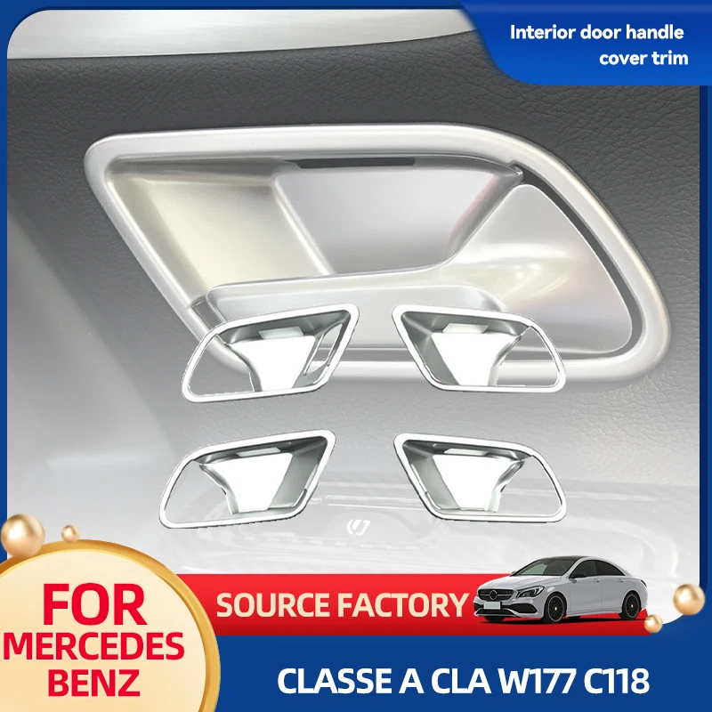 

Interior Mouldings For Mercedes A-Class CLA W177 C118 Interior Door Handle Bowl Cover Trim ABS Carbon Fiber Look Anti Scratch S