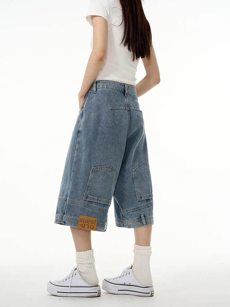 High Street Retro Jeans Shorts Women Summer New Baggy Wide Leg Denim Pants Fashion Design Sense Niche Jeans