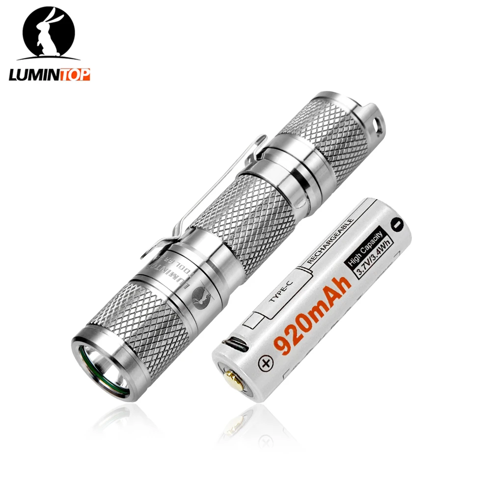 Lumintop TOOL AA V3.0 مصباح يدوي من التيتانيوم EDC مع مشبك وموزع 900 لومن ضوء محمول مدمج للحمل اليومي