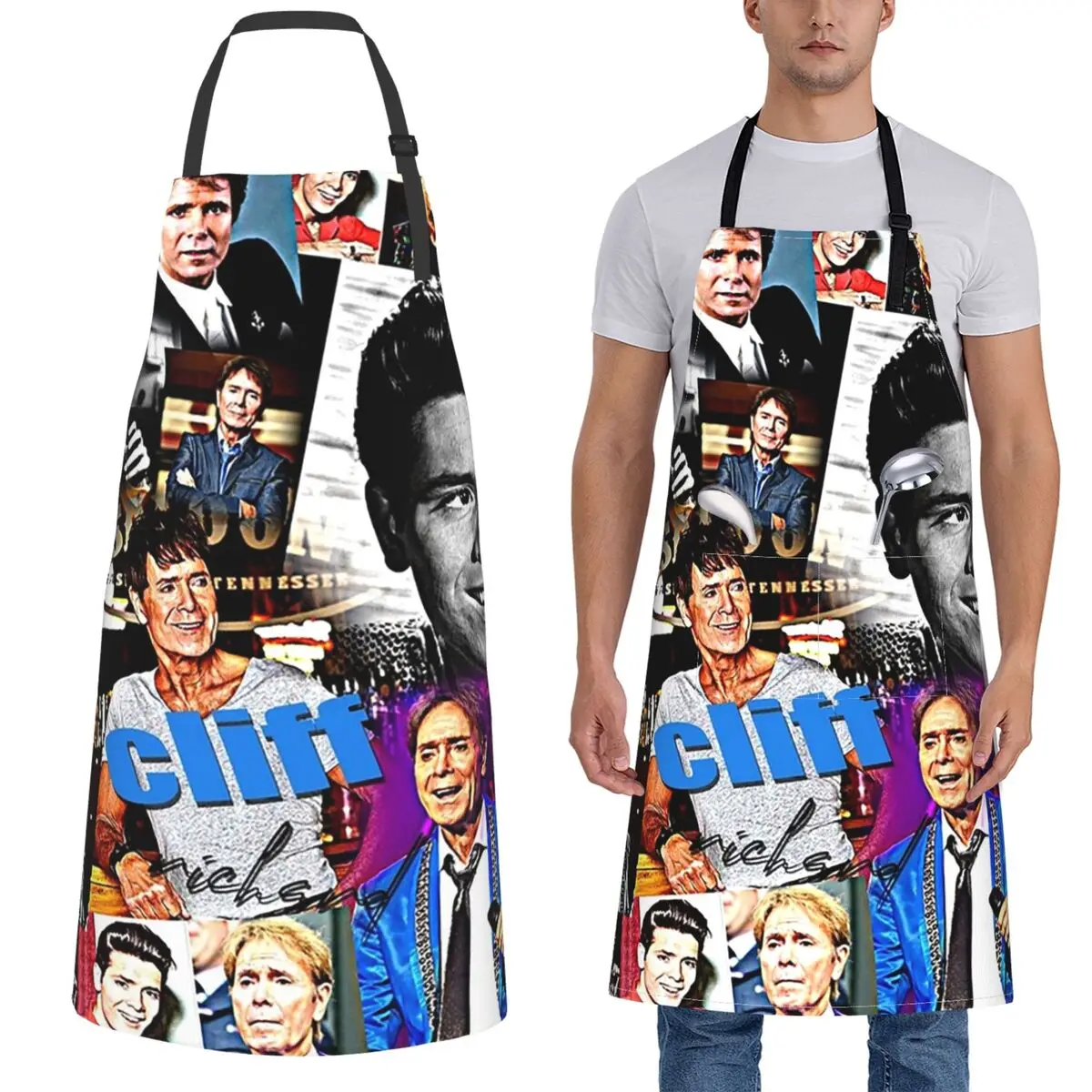 

Cliff Richard Aprons Chef Cooking Cuisine Tablier Waterproof Bib Kitchen Cleaning Pinafore for Women Men Painting