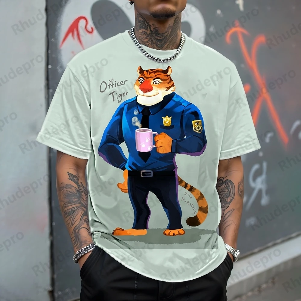 

Disney Casual Crazy Zootopia 3D Printed Summer Children's Short-sleeved T-shirt Unisex Round Neck Loose Quick-drying Top