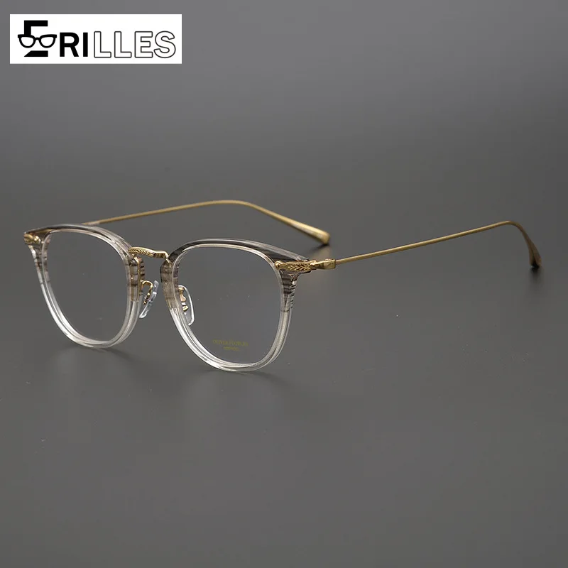 

Titanium Blue Light Glasses, Ultra Lightweight Full Frame Retro Style for Men & Women, Computer Eye Strain Relief