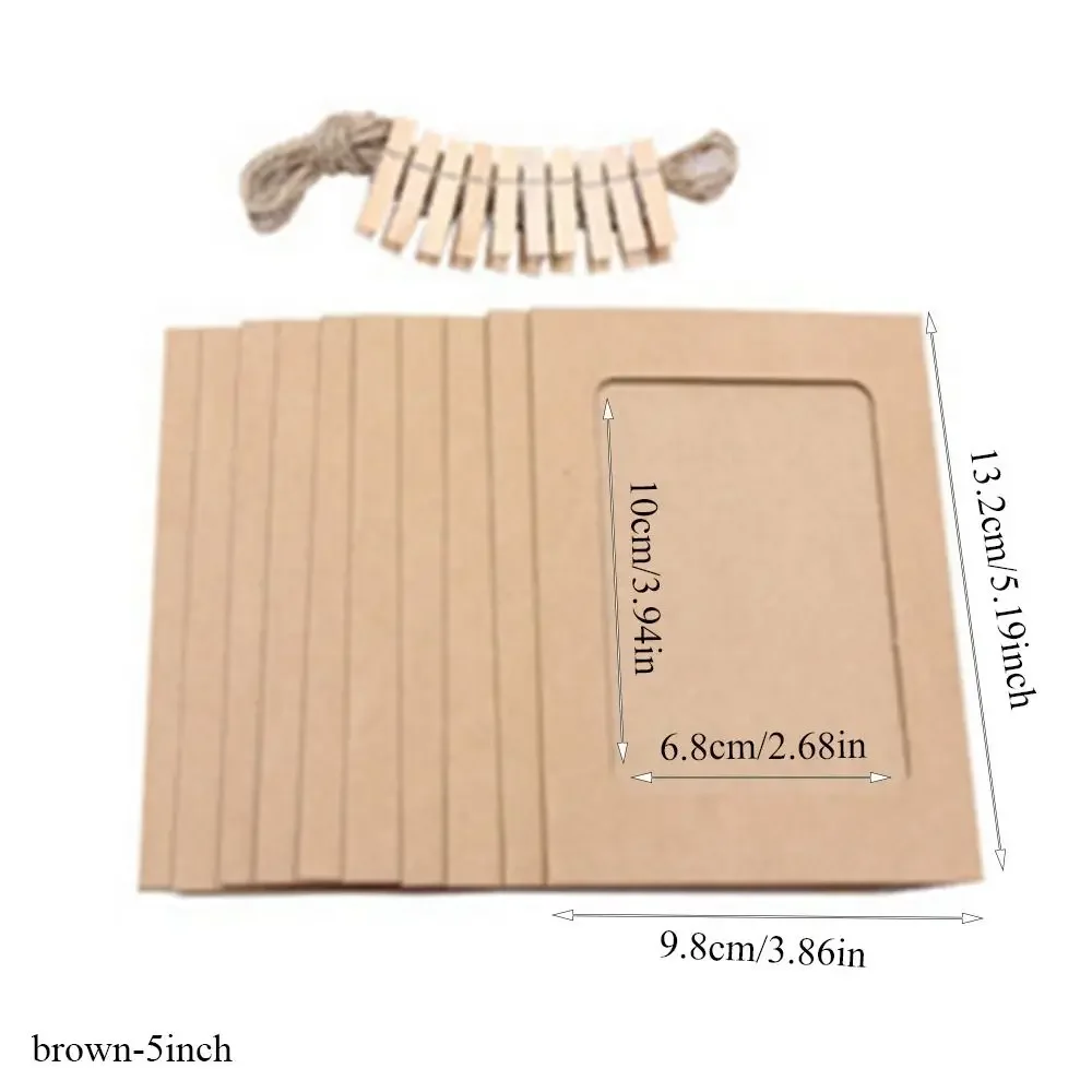 10pcs DIY Kraft Paper Picture Frames with Clips