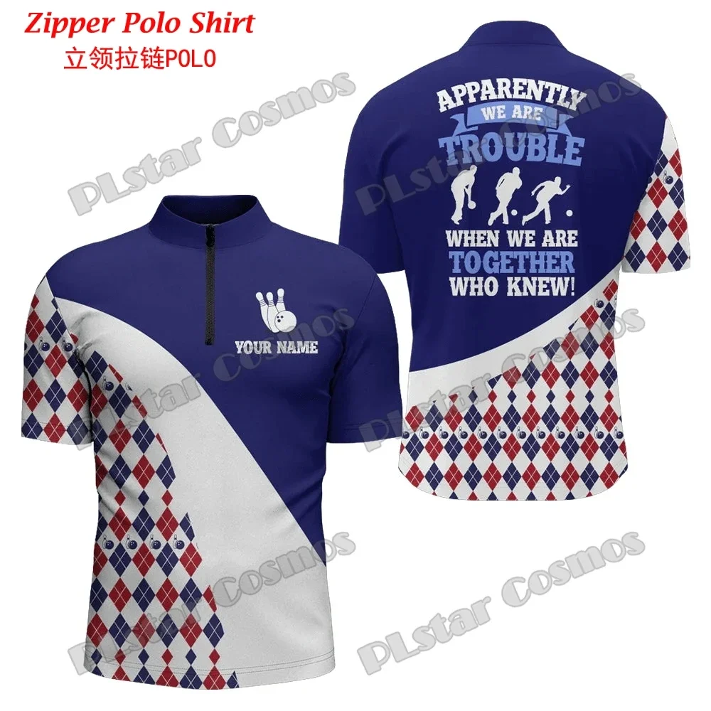 Immagine 3: Camicia da bowling da uomo Quarter Zip Camicia da bowling personalizzata con zip stampata in 3D Camicia casual unisex estiva Regalo per gli amanti della bowling PO57