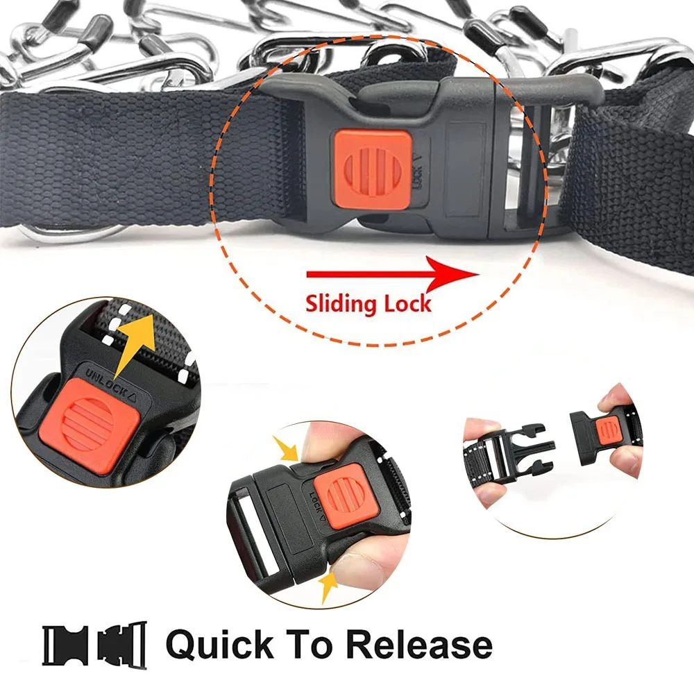 Dog Prong Training Collar with Quick Release Buckle, Adjustable Stainless Steel Pinch Collar for Dogs, Nylon Protective Sleeve,