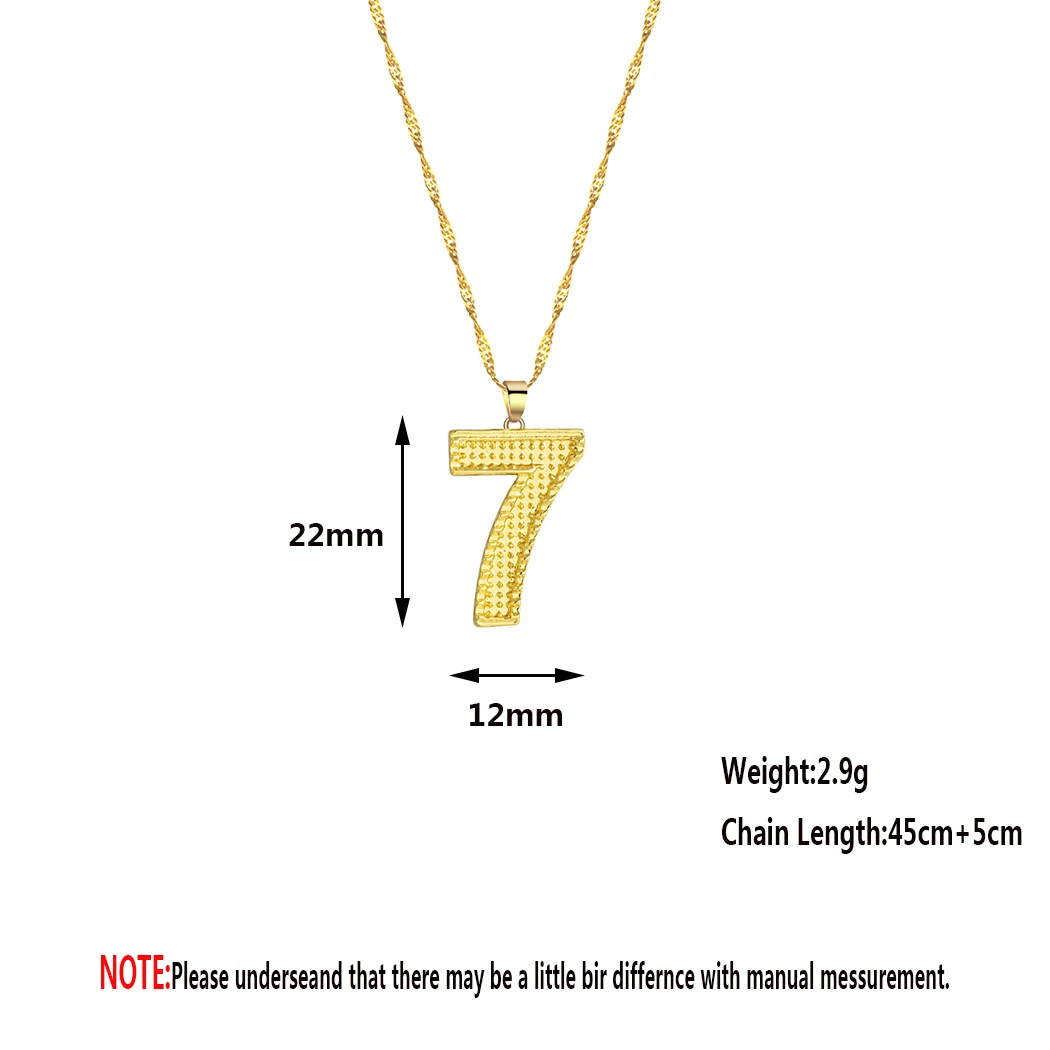 QIAMNI Fashion Angel Number Seven Lucky Numbers 7 Pendant Necklace Charms Jewelry for Men Women Choker Collar Birthday Gift