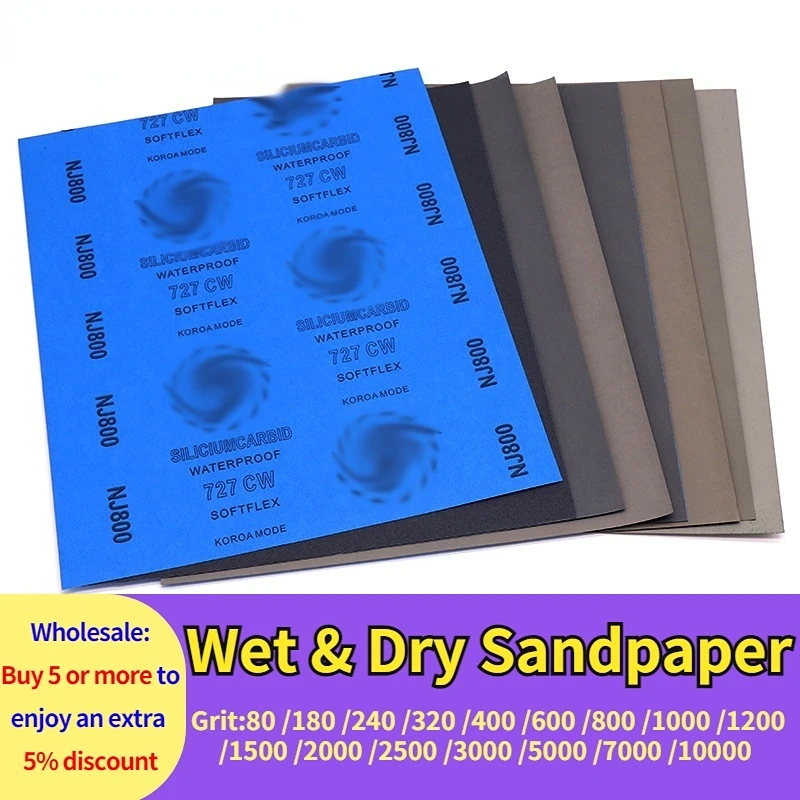 80-10000 Grit SandPaper Wet and Dry Polishing Sanding Wet/dry Abrasive Sandpaper Paper Sheets Surface Finishing Made 2 Pcs