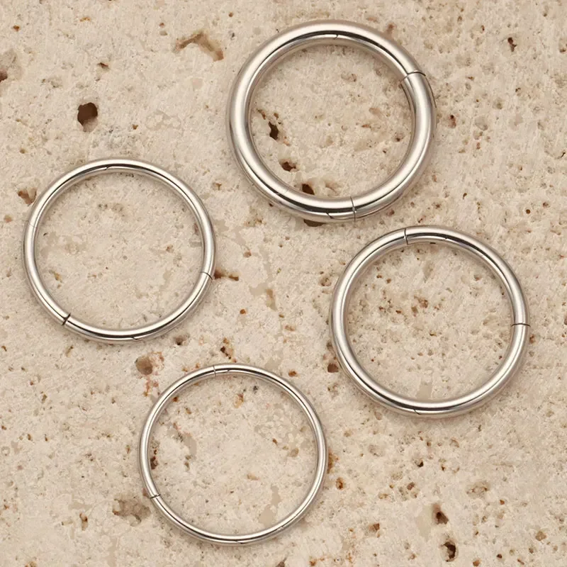 10Pcs 316L Stainless Steel Nose Ring Piercing High Quality SEG Clicker Septum Helix Lobe Daith Earring Mirror Polished Wholesale