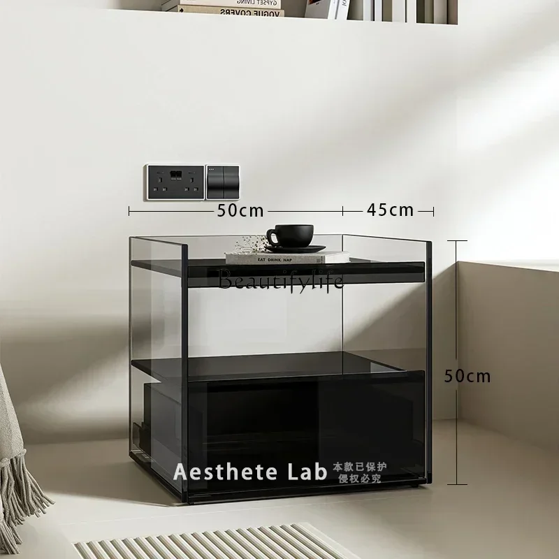 

yj21 Acrylic integrated bedside table simple modern light luxury Italian bedroom bedside rack