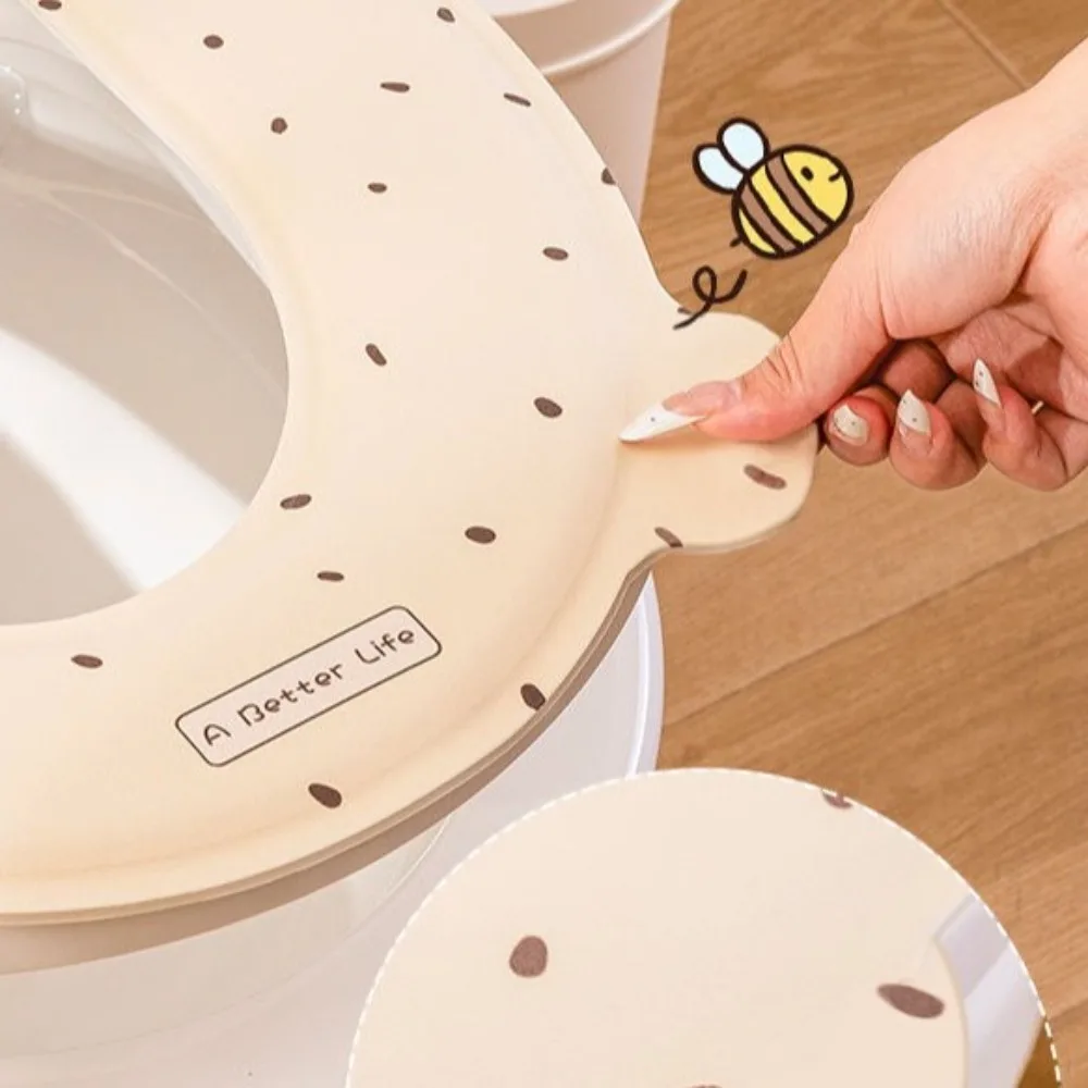 3PCS Handheld Toilet Seat Cover Thickened Cartoon Paste Type Toilet Cushion Comfortable Waterproof Closestool Mat Home Use