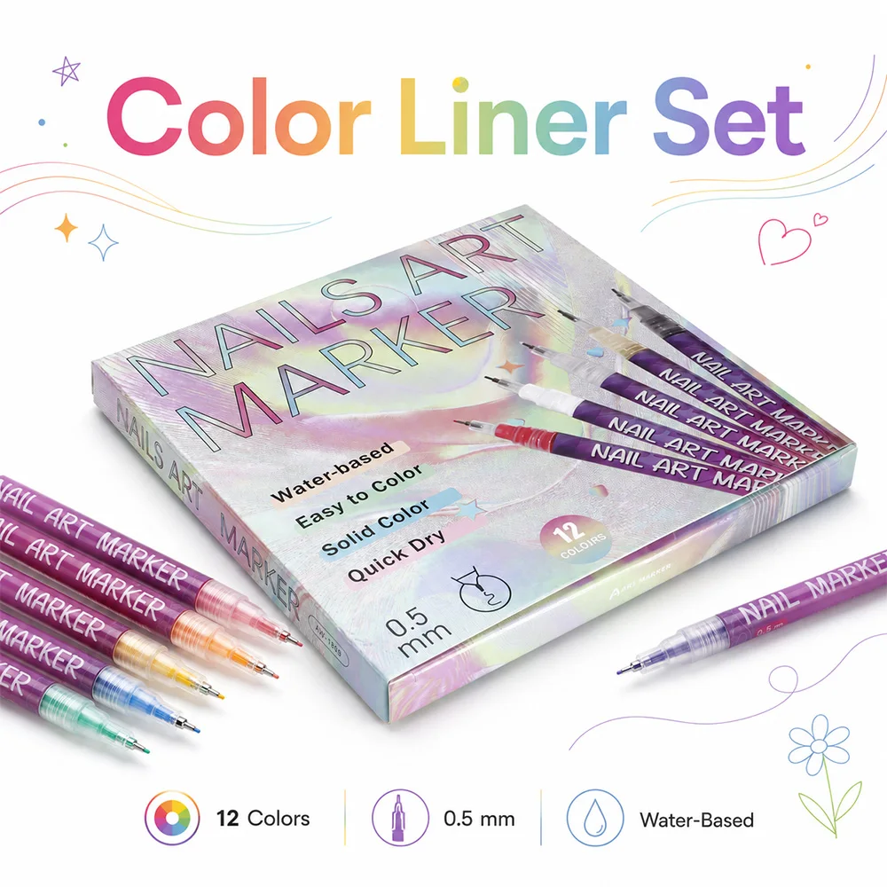 12Pcs Fine Line Marker Pen Set Nib Durable Ink DIY Creative Sketch Comic Illustration Hand Painting Craft Art Supply Kit Artists