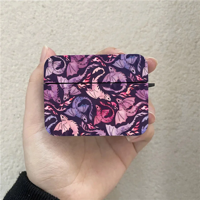Cute Cartoon Dinos Dinosaur AirPods Case Black Wireless Bluetooth Earphone Case for Apple Airpods 1 2 3 Pro 2 Protective Case