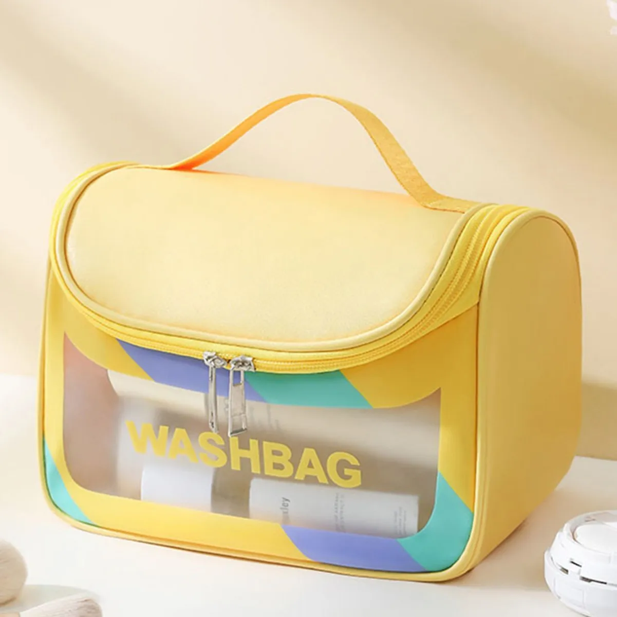 Tragbare Reise-Multifunktions-Kosmetiktaschen für Damen, Kulturbeutel, wasserdichte Schwimmtasche, Make-up-Aufbewahrungstasche, großes Fassungsvermögen – Detail 4