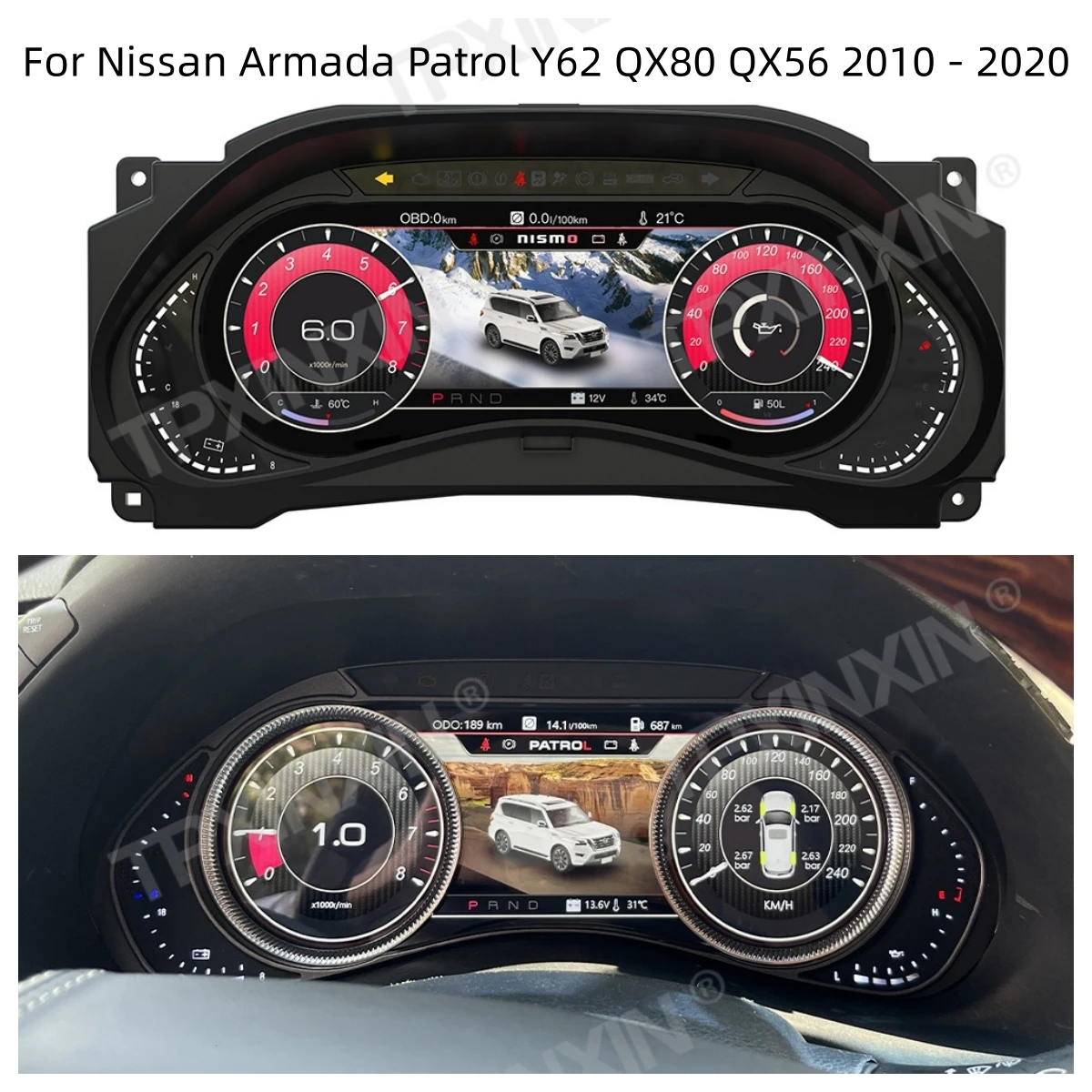 

For Nissan Armada Patrol Y62 QX80 QX56 2010 - 2020 Car LCD Dashboard Panel Virtual Cockpit Digital Cluster Speedometer